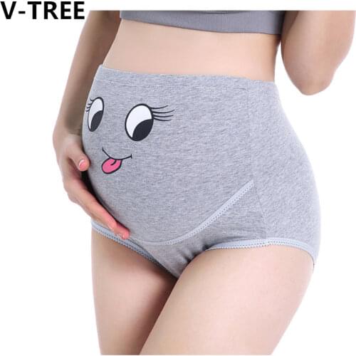 V-TREE Plus Size Pregnancy Cartoon Maternity Panties For Pregnant Women Pregnancy Briefs Adjustable Seamless Cute Cotton