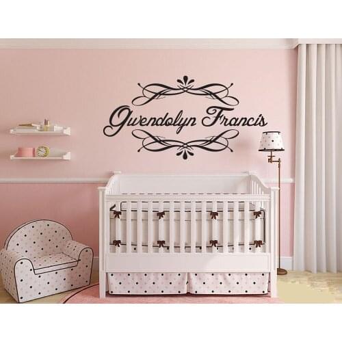 Custom Name Fancy Flourish Vinyl Art Wall Decal for Kids Rooms Removable Wall Sticker Nursery Decor Bedroom Decals Mural D248