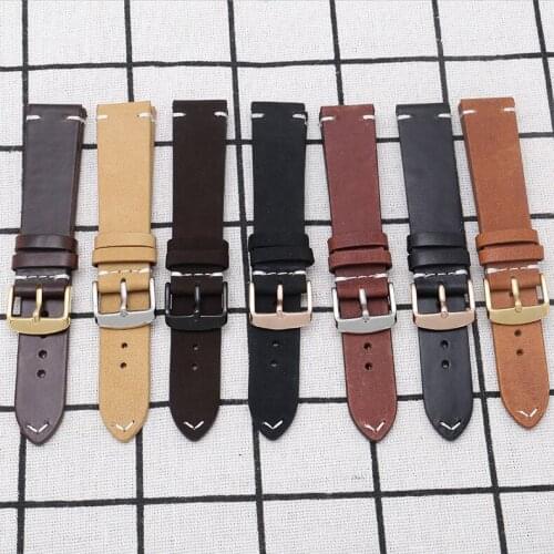 Frosted Cowhide Waterproof Retro Leather Watch With Stainless Steel Buckle SuitableFor Casio And Other Watch Accessories