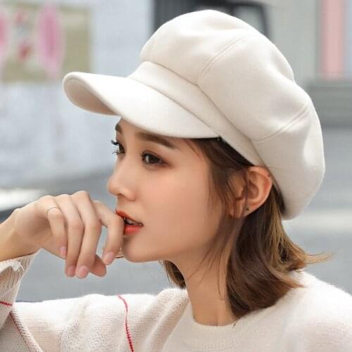 Women Woolen Octagonal Hat Autumn Winter Casquette Casual All-match Style Fashion