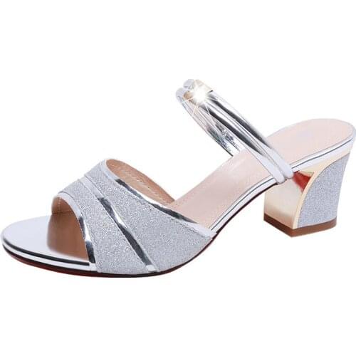 2021 Womens Sandals Mid Heel Sandals Shoes Women Square Heel Ladies Sandalias Buckle Sandals Ankle Strap High Heel Sandals