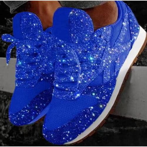 Plus Size Woman Sneakers Shining Glitter Autumn Shoes Woman Platform Trainers Ladies silver Shoes Tenis Feminino Red Blue Black
