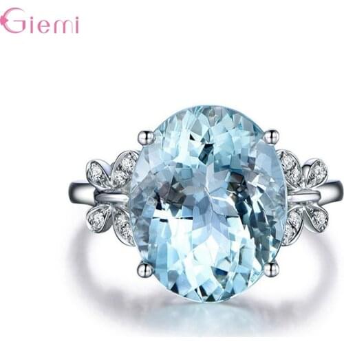 New Arrival 925 Sterling Silver Cocktail Rings For Women Girls Party Birthday Fashion Jewelry CZ Crystal Trendy Style