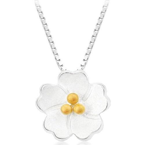 Silver Necklaces 2017 New Fashion Flower Design 925 Sterling Silver Pendant Necklaces for Women Jewelry Wholesale Christmas Gift