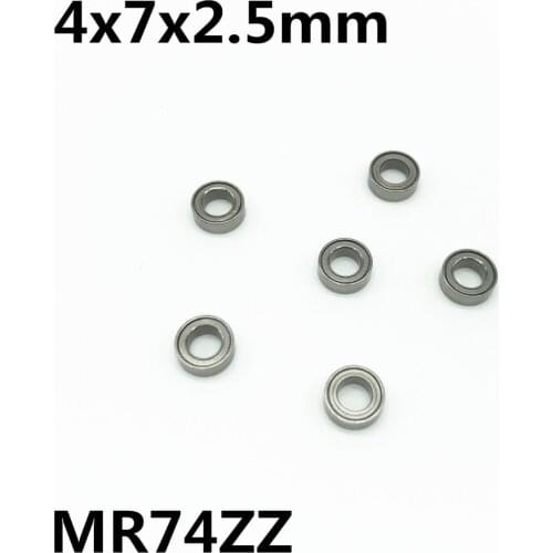 10Pcs MR74ZZ 4x7x2.5 mm Deep groove ball bearing Miniature bearing High qualit Advanced High speed MR74Z MR74