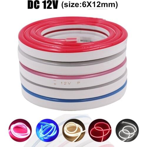 DC 12V Neon Strip Waterproof SMD 2835 120LEDs/m White Pink Blue Yellow Red Blue Flexible Neon Sign LED Lights 1m 2m 3m 4m 5m