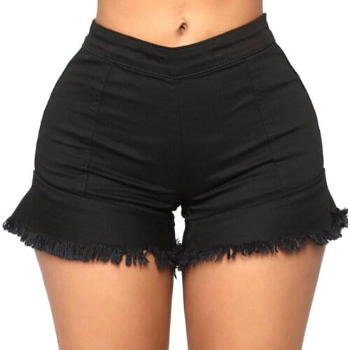 2020 Tassel Denim Shorts Casual Skinny Cotton Elastic High Waist Fashion Women Shorts Jean Shorts Plus Size