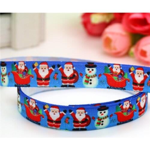5/8'' Free shipping Fold Elastic FOE christmas santa printed headband headwear hairband decoration wholesale OEM B1502