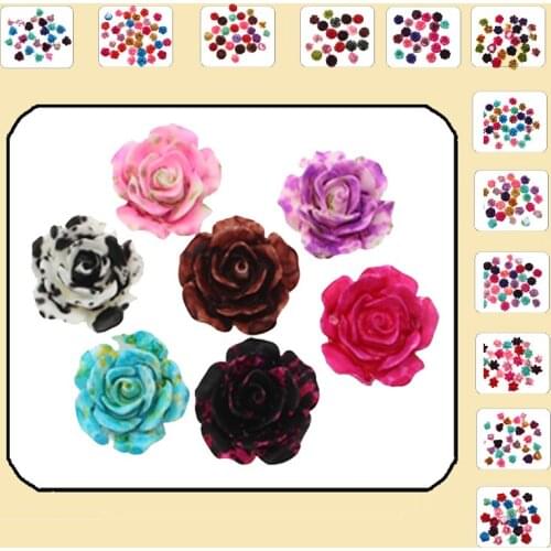 50pcs Kawaii Resin Flowers Flatback Cabochon Scrapbook Craft Clear Embellishments DiyDecor For Headwear Phone Nail Art Stickers