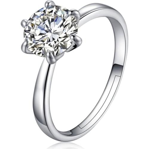 6/8mm Heart Arrows Cut Crystal Rings Wedding Ring Cube Zircon Adjustable simple Engagement Ring for Women