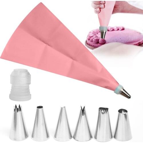 8/14/26/50pcs Silicone Pastry Bags Tips Kitchen DIY Cake Icing Piping Stainless Nozzle Reusable Cream Decorating Mouth Tools