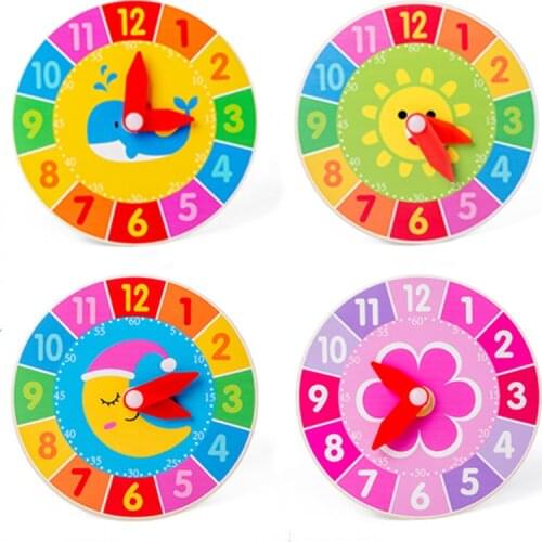 Montessori Wooden Clock Toys Hour Minute Second Cognition Colorful Clocks Educational Toy for Kids Early Preschool Teaching Aids