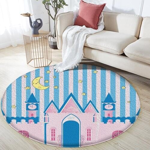 Alfombra Childrens Baby Rugs Cute Pink Castle Pattern Flannel Carpet Soft Floor Children Crawling Play Children Safe Carpet