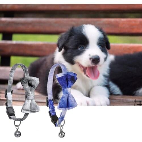 80% Dropshipping!!Dog Collar Tie Dye Decorative Fine Workmanship Puppy Cats Collar Necklace with Bell for Pet Accessories