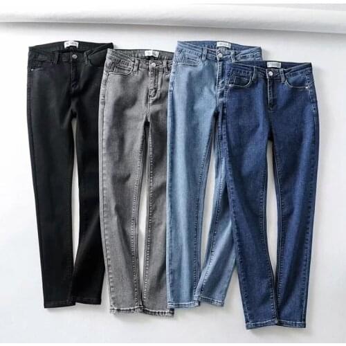 Jeans for Women Spring Denim Skinny Pants Stretch High Waist Autumn Blue Black Slim Elastic pencil pants Lady Jeans