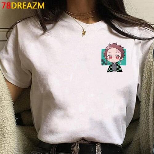 Hot Japanese Anime Demon Slayer T Shirt Women Kimetsu No Yaiba Cartoon T-shirt Kawaii Tanjirou Kamado Graphic Tees Unisex Female