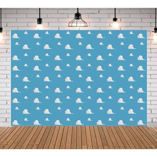 Blue Sky White Clouds Photography Backdrop Cartoon Boys Story Kids Birthday Party Photo Background Baby Shower Newborn Banner