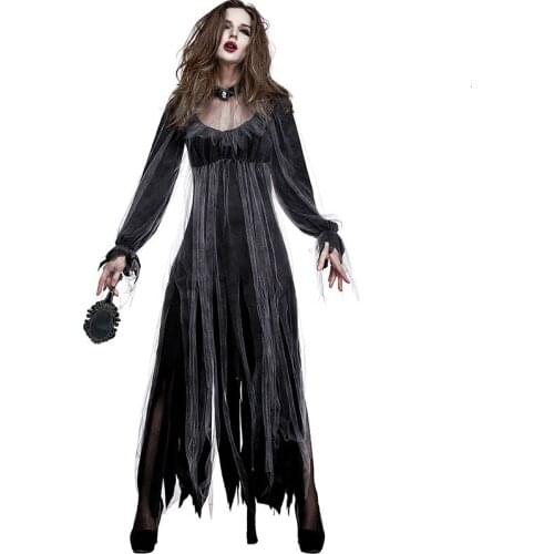 JIEZuoFang Scary ghost bride zombies vagabonds Witch Costumes sexy Halloween witch long vampire suit queen costume long sleeve