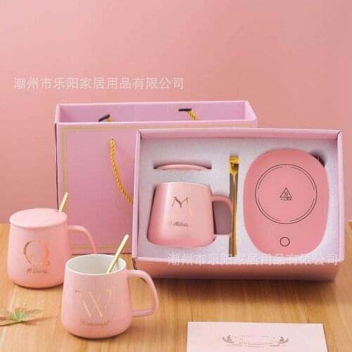 Creative letter ceramic cup Valentines Day gift 55 degree constant temperature Cup with hand gift mug set