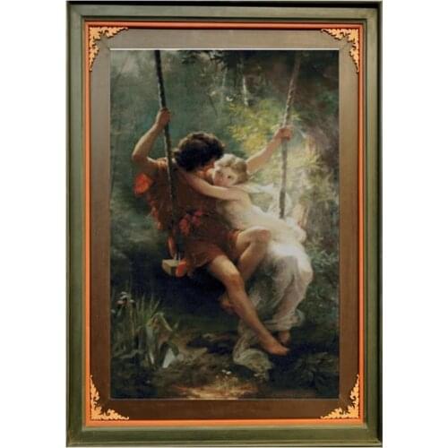 Cross Stitch Set Oil Painting Lovers Figure 11ct Printed Cloth Chinese Embroidery Spring Time 14ct18ct Embroidered Cloth