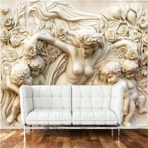Beibehang Customize any size mural wallpaper white marble relief figures living room bedroom sofa TV backdrop wallpaper