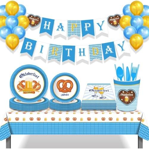 German Germany Oktoberfest Carnival Circus Festival Theme Disposable Tableware Sets Decors Happy Beer Wine Party Decoration