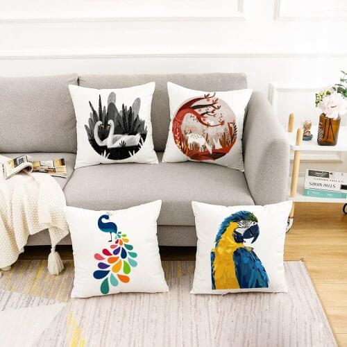Nordic Cute Animal Drawings Cushion Case Decorative Pillows Case Modern Livingroom Sofa Throw Pillows Housse De Coussin 45*45cm