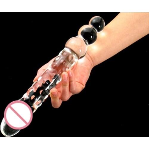 Extra Long Transparent Glass Anal Butt Massage Plug Beads Anal Toy Simulation Big Dildo G Spot Massage Stick Masturbator Sex Toy