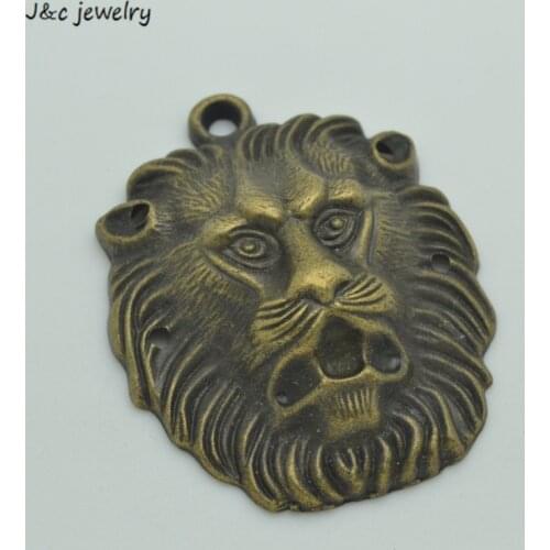 Wholesale 2 Pcs metal Antique Bronze color lion Charms pendant fit European bracelet made diy Pendant Jewelry Findings D9203