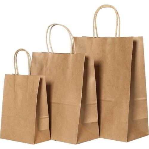 1/3/5pcs Kraft Paper Bag Gift Bags Packaging Biscuit Candy Food Cookie Bread Snacks Baking Takeaway Bags Store Clothes Handbags