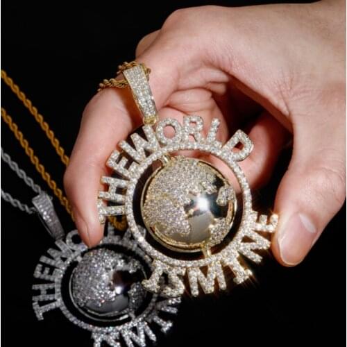 Hip Hop World Globe Letter Pendant Is My Necklace and Tennis Chain Fashion CZ Stone Mens Halloween Hip Hop Fashion Accessories