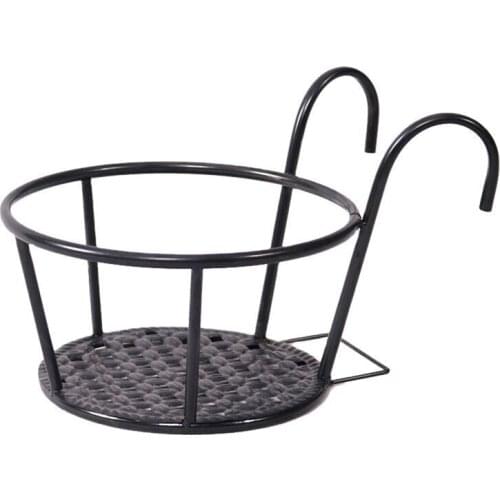 Hanging Railing Flower Pot Holder Indoor Outdoor Balcony Plant Basket Fence Rail Wrought Iron Metal Hanging Basket