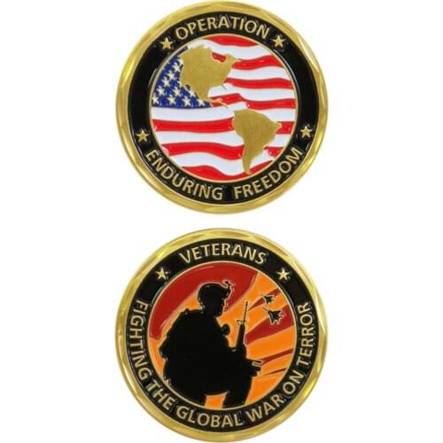 Custom coins low price usa Military Veteran Freedom Challenge gold Coin new oem metal milirary enamel gold coins FH810230