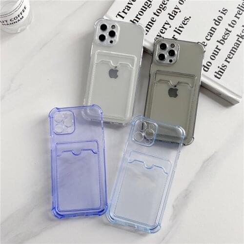 Shockproof Clear Pocket Phone Case for iPhone 12 mini 12 ProMax 11 XR XSMax 7 8 Plus 12 Pro With Bank Credit Card Money Holder