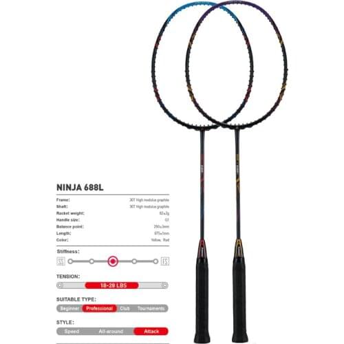 2021 Kawasaki Badminton Rackets Attack Type NINJA 389L 688L 30T Carbon Fiber Box Frame Racquet For Amateur Intermediate Players