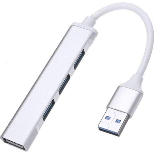 Silver New 4 Port USB 3.0 To 2.0 USB Hub Aluminum Alloy Expander Splitter For Laptop PC Hard Disk Drives Digital Cameras