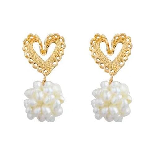 Clips Earrings Without Pierced Ear Clip Metal Hollow Heart Clip On Earrings Pearl Balls Pendant Elegant Korean Jewelry For Women