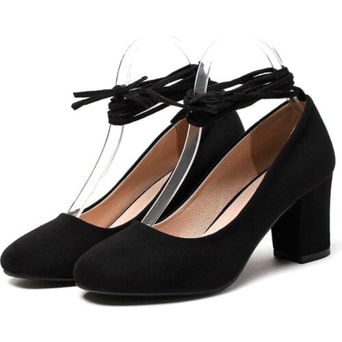 Age season in 2019 new product with high thick with cross strap 31 - size 44 yards shallow mouth single woman shoes