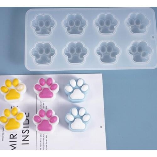 Cute Cat Paw Candle Silicone Soap Mold Chocolate Candy Bar Soap Cake 3D Pet Treat Decorating Baking Tools Fondant Molds