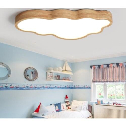 Nordic solid wood childrens room ceiling lamp warm romantic cloud bedroom Ceiling Lights art living room lighting LU821388