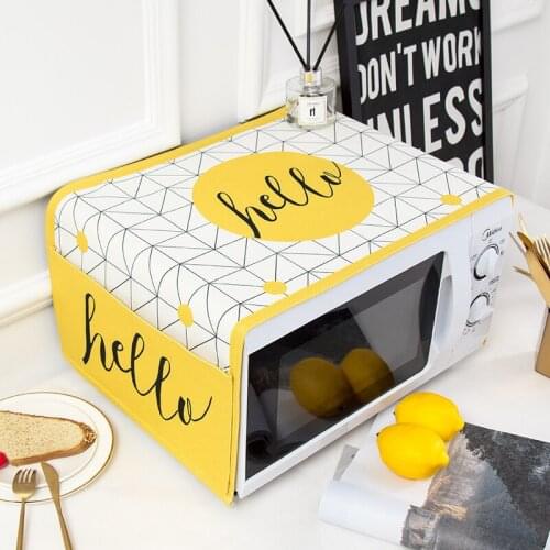 Nordic style Cotton and hemp Yellow check Microwave oven dust cover Cobertura para beterraba Cubierta de polvo para horno