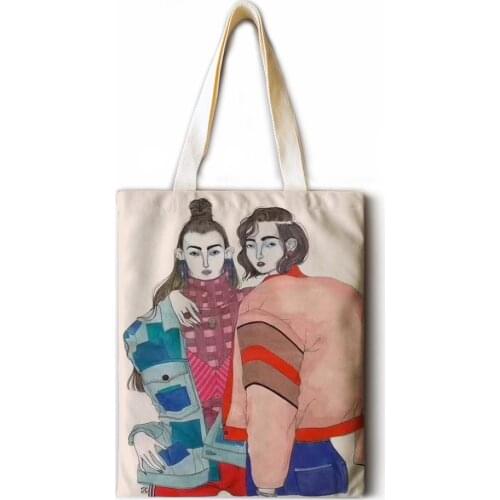 Modern girl fashion ladies cotton linen regular large capacity tote bag ladies shoulder bag travel handbag shopping bag