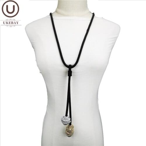 UKEBAY New Long Pendant Necklaces For Women Luxury Jewelry Gold Alloy Ball Accessories Handmade Designer Necklaces Giftsizable