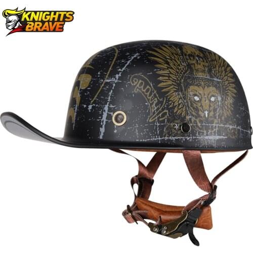 Vintage Motorcycle Helmet Men Open Face Retro Half Helmet Motorbiker Black Moto Rinding Crash Scooter Chopper Biker Helmet