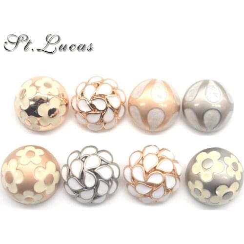 High quality 6pcs/lot flower metal button painting gold decorative buttons for women overcoat crafts sewing button accessory DIY