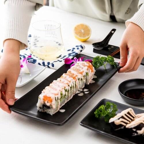 Japanese household sushi tableware ceramic creative rectangle sweet snack plate plate plate dinner set plates and dishes