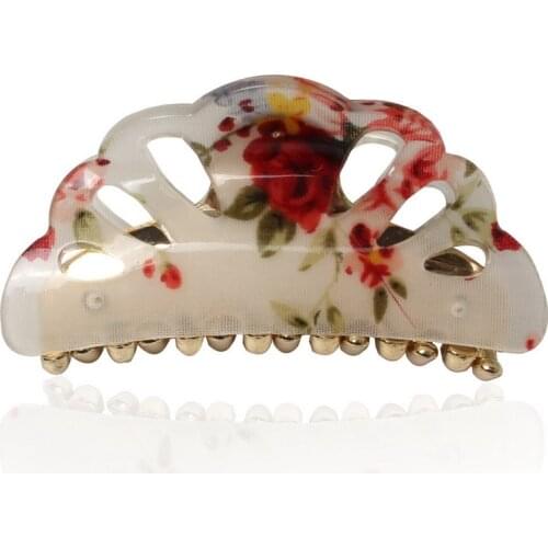 7CM Medium Acrylic Hair Claws High Quality Hair Accessories Women Elegant Hair Claw Hairpins Flower Clips