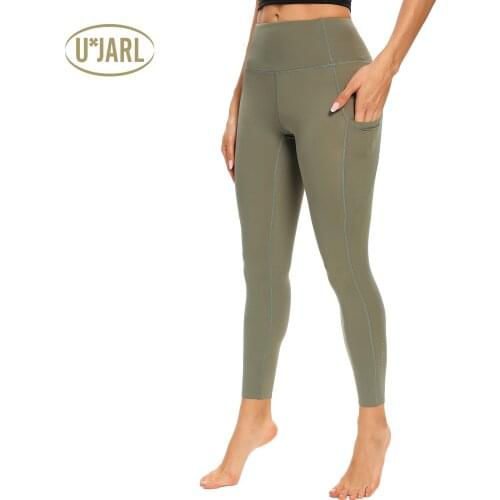 UxJARL Womens Yoga Pants with Pockets Compression Leggings High Waist Workout Activewear Seamless Push-Up
