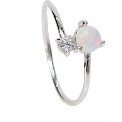 100% 925 sterling silver opal adjusted jewelry delicate minimal teen girl women jewelry clear cz opal open fashion ring 925