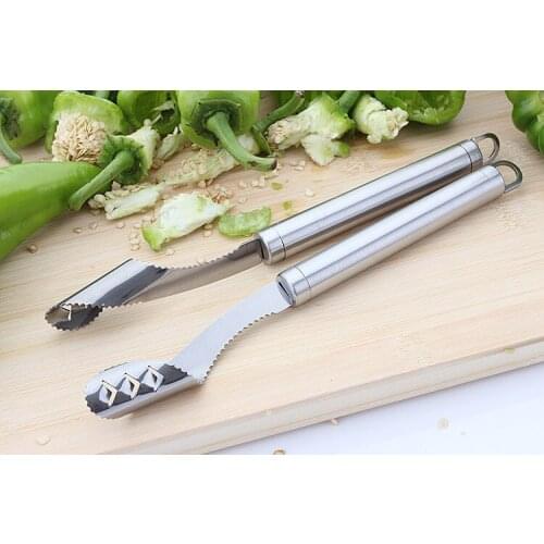 1PC Stainless Steel High quality Barbecue Stainless Chili Pepper Corer Jalapeno Corer Pepper Corer Kitchen Cooking Tools KX 268